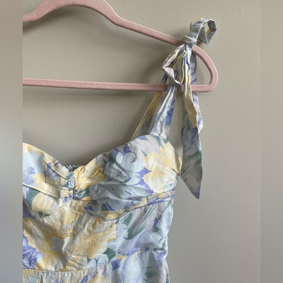 Boutique Floral Pastel Shoulder Tie Bow Sundress Sweetheart Neckline Coquette - Picture 8 of 15